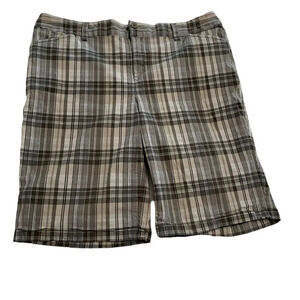 Twill Grey Plaid Golf Bermuda Shorts 12‎